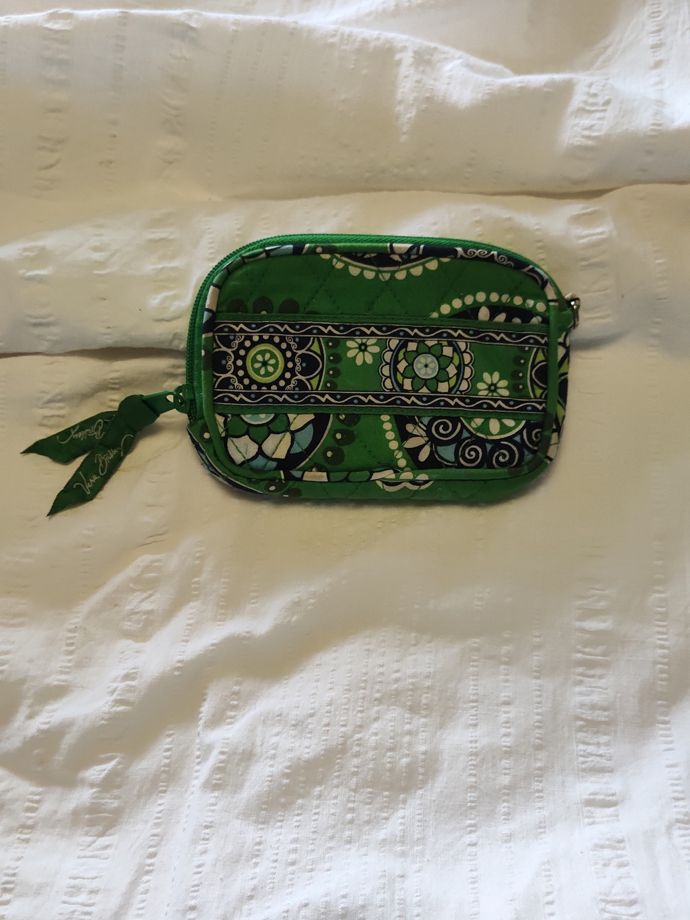 Vera Bradley Green Patterned Quilted Coin Purse Or Wallet